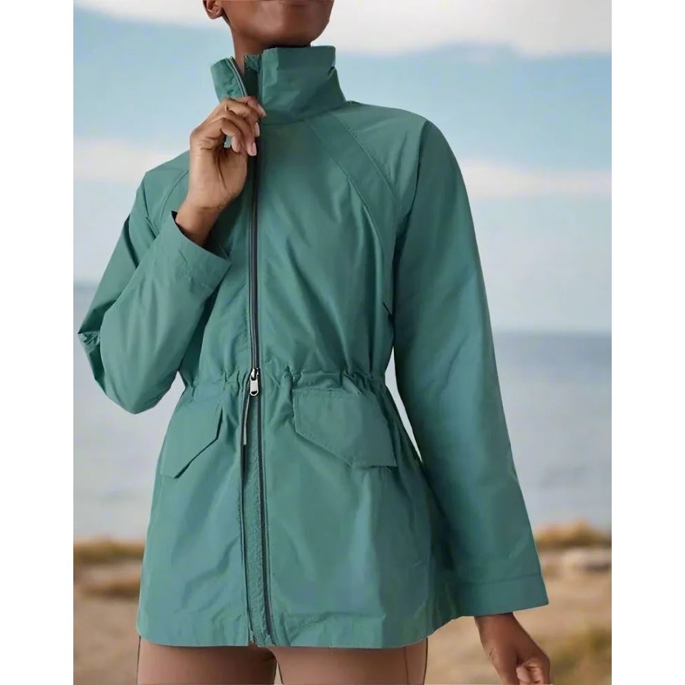 Athleta Westerly Teal Blue Water Resistant Utility Windbreaker Jacket Size XS